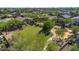 Scenic aerial view of a community park featuring playground, walking path, and grassy open space at 242 N Crosscreek Dr, Chandler, AZ 85225