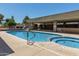 Community pool features a clear swimming area, spa, and shaded lounging space at 9389 N 87Th Way, Scottsdale, AZ 85258