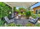 Relaxing outdoor living space with striped seating and a black and white patterned rug at 3351 N 6Th Ave, Phoenix, AZ 85013