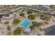 Aerial view of community pool, spa, and ramadas at 6948 E Quill St, Mesa, AZ 85207