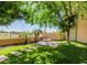 Beautiful backyard with lush artificial turf, pavers, and a cozy fire pit at 7601 E Roosevelt St # 1012, Scottsdale, AZ 85257