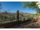 Landscaped backyard with desert plants, mountain views and a private block fence at 9548 E Kiva Ln, Gold Canyon, AZ 85118