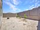 Spacious backyard with block wall offers privacy, complemented by gravel and young trees, ideal for landscaping at 15817 S 177Th Dr, Goodyear, AZ 85338
