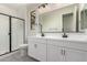 Modern bathroom with updated vanity, fixtures, and a large shower at 18773 E Panchito Dr, Gold Canyon, AZ 85118