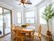 Bright dining area with natural light, stylish furnishings, and access to a patio for indoor-outdoor living at 19403 E Arrowhead Trl, Queen Creek, AZ 85142