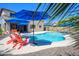 Stunning backyard pool with lounge chairs, umbrellas, and lush tropical landscaping at 3247 E Creosote Ln, Gilbert, AZ 85298