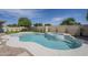 Beautiful backyard pool and spa combination with deck and privacy fence at 7144 E Lakeview Ave, Mesa, AZ 85209