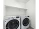 This laundry room showcases a washer, dryer, and shelf at 905 S Canal Dr # 17, Chandler, AZ 85225