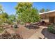 Enjoy an outdoor living space with a covered patio and beautifully landscaped backyard area at 14819 W Lupine Ln, Surprise, AZ 85374
