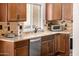 Well-lit kitchen featuring a stainless steel dishwasher, sink and a granite countertop, convenient for all meal preparations at 14819 W Lupine Ln, Surprise, AZ 85374
