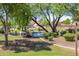 Scenic park view showcasing a tranquil pond with a fountain, surrounded by lush greenery and graceful trees at 14819 W Lupine Ln, Surprise, AZ 85374