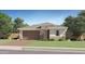 Charming single-story home with a two-car garage, stone accents, and a well-manicured front yard at 20872 S 231St Pl, Queen Creek, AZ 85142