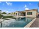 Beautiful backyard with a refreshing pool, grassy area, and stylish patio furniture at 4360 S Atom --, Mesa, AZ 85212