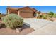 Single-story home with a large driveway and desert landscaping, offering great curb appeal at 11242 E Onza Ave, Mesa, AZ 85212
