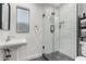 Bathroom featuring a glass enclosed shower and a vessel sink at 1625 N 11Th Ave, Phoenix, AZ 85007