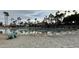 Inviting community pool with a sandy beach area, lounge chairs, and lush landscaping with palm trees at 2301 E Beachcomber Dr, Gilbert, AZ 85234