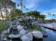 Scenic waterfall cascading over rocks into a serene pond, creating a peaceful retreat at 2301 E Beachcomber Dr, Gilbert, AZ 85234