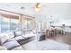 Open living space featuring a large sectional sofa, dining area, and modern kitchen at 2990 E Franklin Ave, Gilbert, AZ 85295