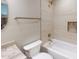 Bathroom displays tiled shower with a built-in niche, and granite vanity at 4151 E Clovis Ave, Mesa, AZ 85206