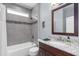 Updated bathroom features tiled shower and granite countertop at 4239 E Azalea Dr, Gilbert, AZ 85298