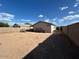 Backyard with a block wall, trampoline and blank slate for landscaping; opportunity for outdoor activities at 7664 W Vermont Ave, Glendale, AZ 85303