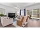 Bright living room with hardwood floors, stylish furniture, and large sliding glass doors to the outside at 939 E Paseo Way, Phoenix, AZ 85042