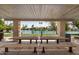 Scenic park view from under a shaded seating area, overlooking a tranquil lake at 2256 S Las Flores --, Mesa, AZ 85202