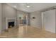 The living room features a fireplace, sliding door to balcony, and tile floor at 3031 N Civic Center Plz # 355, Scottsdale, AZ 85251