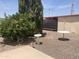 Backyard landscape featuring gravel, trees and exterior furniture set at 4065 E University Dr # 155, Mesa, AZ 85205