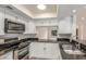 Close-up of kitchen featuring stainless steel appliances, granite countertops, and white cabinetry at 4340 E Nisbet Rd, Phoenix, AZ 85032