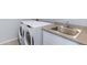 Laundry room with sink, counter and white washer and dryer at 4628 W Greenleaf Dr, San Tan Valley, AZ 85144