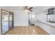 Open dining area with tile flooring, ceiling fan, and sliding glass doors to the backyard at 5504 N 69Th Ave, Glendale, AZ 85303