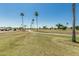 Green of community putting green, mature palm trees and lush landscaping at 7326 E Juanita Ave, Mesa, AZ 85209