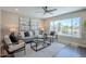Modern living room with comfortable seating, stylish artwork, and scenic backyard views at 7535 W Kimberly Way, Glendale, AZ 85308