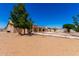 Wide backyard with desert landscaping, covered patio, and mature tree at 10539 W Tamara Dr, Casa Grande, AZ 85193