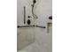 Close up of shower with a bronze shower head and hand rails at 1059 E Broadmor Dr, Tempe, AZ 85282