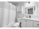 Bathroom featuring a shower/tub combination, vanity, toilet, and plenty of storage space at 1886 S 141St Pl, Gilbert, AZ 85295