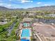 Aerial view of the recreation center including the lap pool, leisure pool, and surrounding community at 20453 W Daniel Pl, Buckeye, AZ 85396