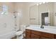 Bathroom with a vanity, bathtub, shower and natural light from the window at 20453 W Daniel Pl, Buckeye, AZ 85396