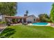 Beautiful backyard with pool and outdoor lounge area, perfect for relaxation and entertaining at 2444 S Noche De Paz --, Mesa, AZ 85202