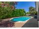 An in-ground swimming pool with surrounding foliage is enclosed by a lush hedge at 2444 S Noche De Paz --, Mesa, AZ 85202
