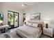 Bright bedroom featuring a desk and sliding glass doors to an outdoor patio at 7272 E Gainey Ranch Rd # 29, Scottsdale, AZ 85258