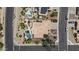 Aerial view of home featuring a pool, desert landscaping, and tile roof at 1244 W Straford Ave, Gilbert, AZ 85233