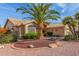 Single-story home with manicured desert landscaping and a large palm tree in the front yard at 17543 N Rainbow Cir, Surprise, AZ 85374
