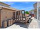Backyard view showcasing a utility trailer, stacked roof tiles, and block wall construction at 1755 N 74 Th Pl, Mesa, AZ 85207