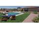 Expansive backyard showcasing a pool, pergola, lounge chairs, and lush landscaping, perfect for outdoor living at 25560 N 164Th Dr, Surprise, AZ 85387