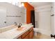 Bathroom featuring warm accent wall, shower, and vanity at 2755 W Calle Del Norte --, Chandler, AZ 85224