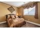 Well-lit bedroom featuring a comfortable bed with decorative pillows and a warm, inviting atmosphere at 32311 N Cat Hills Ave, San Tan Valley, AZ 85144