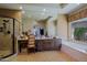 Bathroom vanity, granite counters, walk in shower and soaking tub at 32516 N 68Th Pl, Scottsdale, AZ 85266