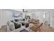 Stylish living room with comfortable seating, a large window, neutral decor, and wood-look flooring at 5109 E Blanche Dr, Scottsdale, AZ 85254